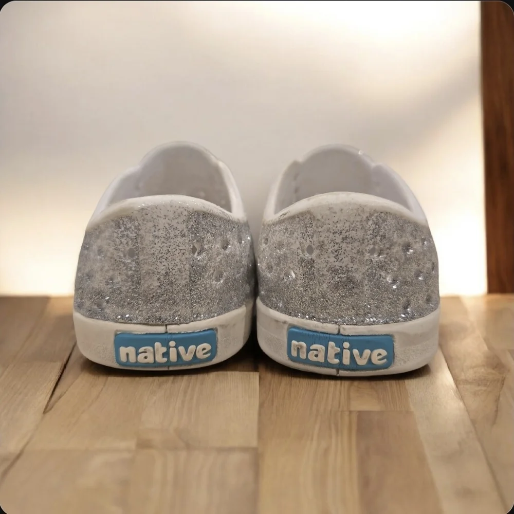 Native Kids Silver Glitter Slip-On Water Shoes